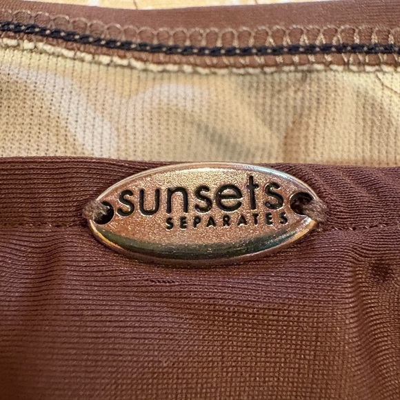 Sunset Separates high-waisted, high-leg bikini bottom brown NWT - Picture 3 of 9